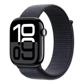 Apple Watch Series 10, 46 мм корпус из алюминия цвета «Jet Black», ремешок Sport Loop цвета «Ink»