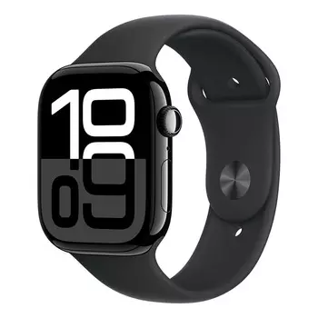 Apple Watch Series 10, 46 мм корпус из алюминия цвета «Jet Black», ремешок Sport Band размера M/L цвета «Black»