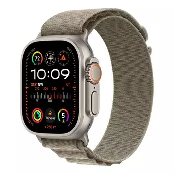 Apple Watch Ultra 2 (2023), 49 мм корпус из титана цвета «Natural», ремешок Alpine Loop размера M цвета «Olive»