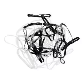Резинки для волос силиконовые черные/белые midi 50 шт/уп (RES032) DEWAL