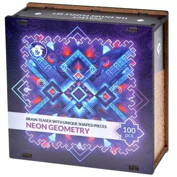 Деревянный пазл "Неоновая Геометрия"