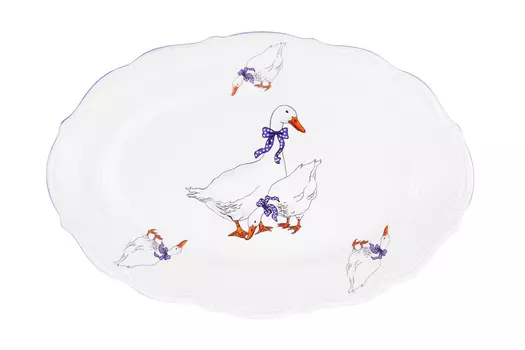 Блюдо овальное Гуси