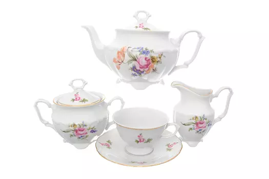 Чайный набор на 6 персон Мейсенский букет