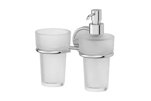 Держатель со стаканом и дозатором жидкого мыла настенный Luxia