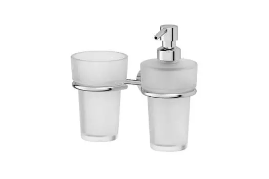 Держатель со стаканом и дозатором жидкого мыла настенный Nostalgy