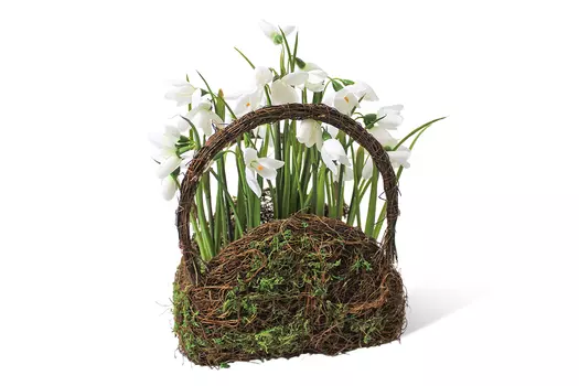 Искусственное растение в корзинке-сумочке Подснежник