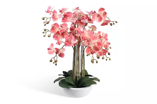 Искусственное растение в круглом кашпо Орхидея Фаленопсис