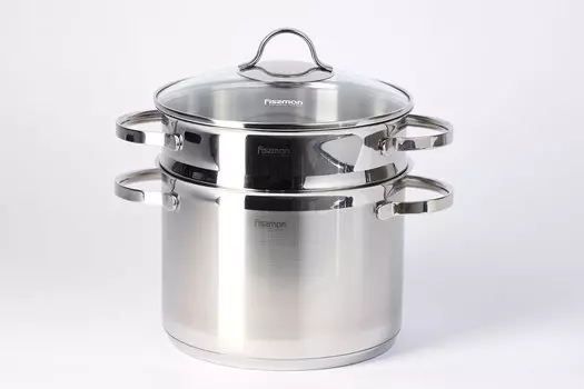 Кастрюля с крышкой двухъярусная с пароваркой Gabriela