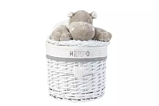Корзина с крышкой Бегемотик с шарфом