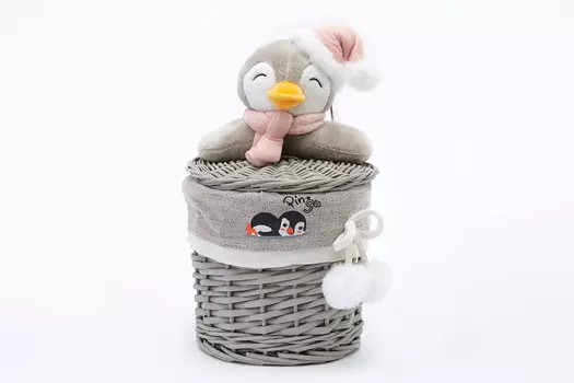 Корзина с крышкой Сонный пингвин