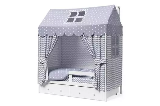Кровать-домик с бортиком и ящиками Можга