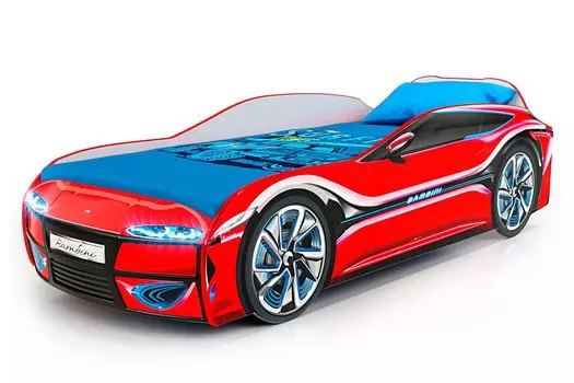 Кровать-машина с подсветкой фар Bambini