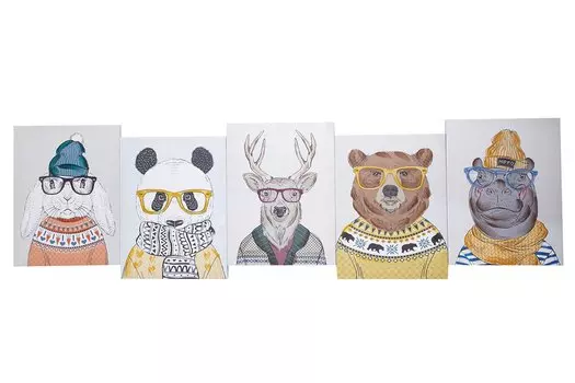 Модульная картина из 5 частей Животные