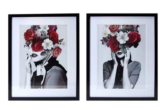 Набор репродукций в раме Девушка в цветах