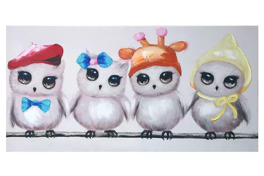 Репродукция Совята на ветке