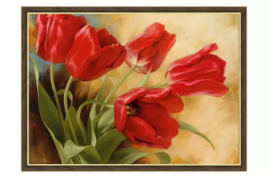Репродукция в раме Красные тюльпаны
