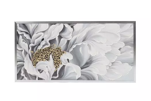 Репродукция в раме с декором Белый пион