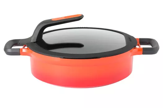 Сотейник с крышкой с двумя ручками Gem red