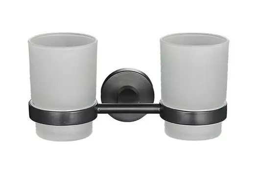 Стакан для зубных щёток двойной настенный Black