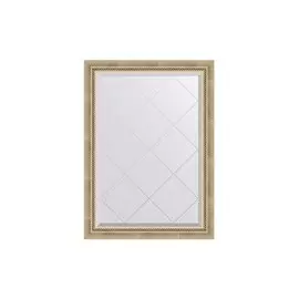 Зеркало с гравировкой в раме Состаренное серебро с плетением