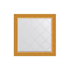 Зеркало с гравировкой в раме Сусальное золото 80 мм