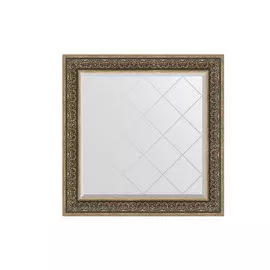 Зеркало с гравировкой в раме Вензель серебряный