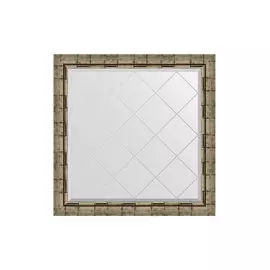 Зеркало в раме с гравировкой Серебряный бамбук