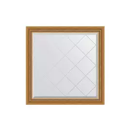 Зеркало в раме с гравировкой Состаренное золото с плетением