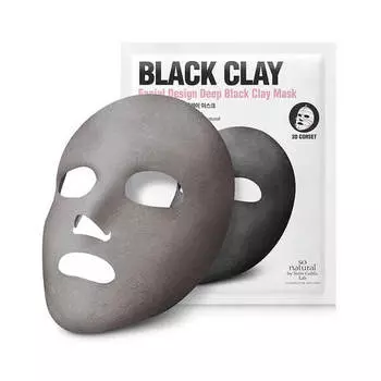 3D Маска-корсет с черным углем So'Natural Facial Design Deep Black Clay Mask