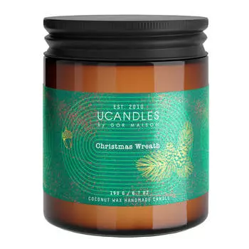 Ароматическая свеча с ароматом розмарина и пихты Ucandles Les Saisons WIinter Christmas Wreath