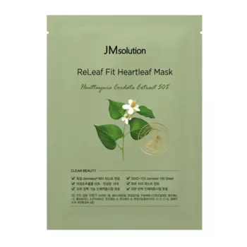 Успокаивающая маска с экстрактом хауттюйнии JMsolution Releaf Fit Heartleaf Mask