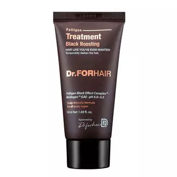 Чёрная укрепляющая маска для волос с тонирующим эффектом Dr.Forhair Folligen Black Treatment