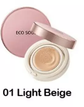 Минеральный ББ-кушон The Saem Eco Soul Spau BB Cushion 21 Light Beige - Светлый беж