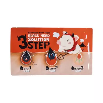 Трёхшаговый набор от чёрных точек Elizavecca Milky Piggy Black Head Solution 3 Step Nose Strip