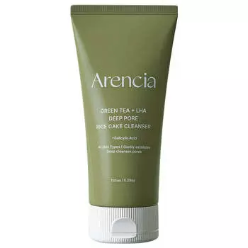 Очищающая пенка с кислотами Arencia Green Tea + LHA Deep Pore Rice Cake Cleanser