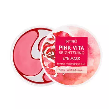 Осветляющие тканевые патчи для глаз с витаминным комплексом Petitfee Pink Vita Brightening Eye Mask