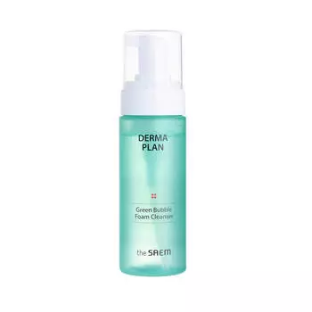 Успокаивающая пенка для проблемной кожи The Saem Derma Plan Green Bubble Foam Cleanser