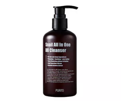 Слабокислотный очищающий гель с муцином улитки Purito Snail All In One BB Cleanser