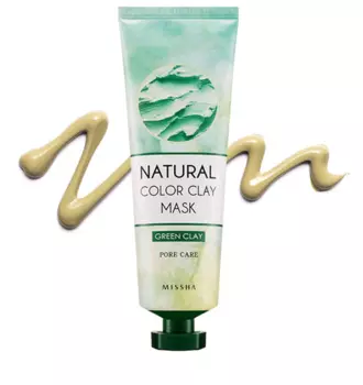 Смываемые маски для лица Missha Natural Color Clay Mask Pore care - Зелёная маска