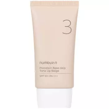 Тональная основа с защитой от солнца numbuzin No.3 Porcelain Base-skip Tone Up Beige SPF50+ PA++++