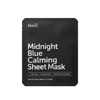 Успокаивающая тканевая маска с охлаждающим действием Dear, Klairs Midnight Blue Calming Sheet Mask