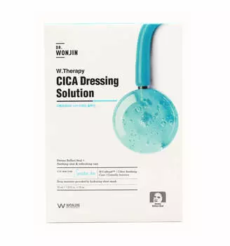 Успокаивающая тканевая цика-маска для чувствительной кожи Wonjin W.Therapy Cica Dressing Solution