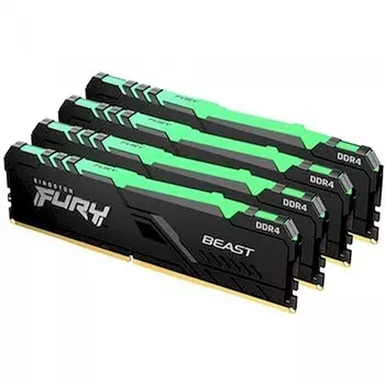 64GB Kingston DDR4 3200 DIMM FURY Beast Black RGB Gaming Memory KF432C16BB1AK4/64 Non-ECC, CL16, 1.35V, 1Gx8, RTL (319385)