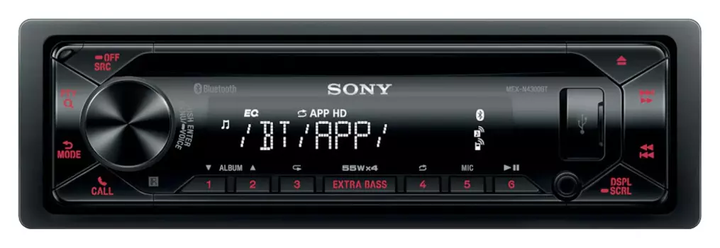 Автомагнитола CD Sony MEX-N4300BT 1DIN 4x55Вт