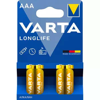 Батарейка Varta LONGLIFE LR03 AAA BL4 Alkaline 1.5V (4103) (4/40/200) Varta LONGLIFE LR03 AAA (04103113414)
