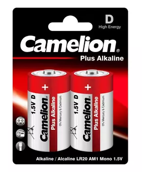 Батарея Camelion Plus Alkaline LR20-BP2 D 20000mAh (2шт) блистер