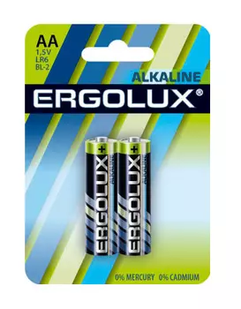 Батарея Ergolux Alkaline LR6 BL-2 AA 2800mAh (2шт) блистер