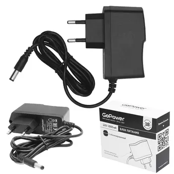 Блок питания GoPower 1.0A 12V 5,5x2,5/12мм импульсный (1/100) Блок питания GoPower 00-00018643