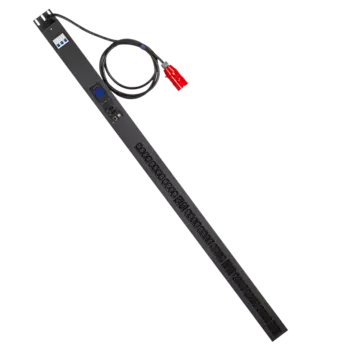 Блок розеток вертикальный, 3-фазный с автоматом, общий мониторинг по RS-485 и IP, 16A / 380V, 6xC19 + 36xC13, шнур 3.0 м, разъем IEC309 (TWT-PDVMT3-6x36-16A)