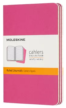 Блокнот Moleskine CAHIER JOURNAL CH011D17 Pocket 90x140мм обложка картон 64стр. линейка розовый неон (3шт)
